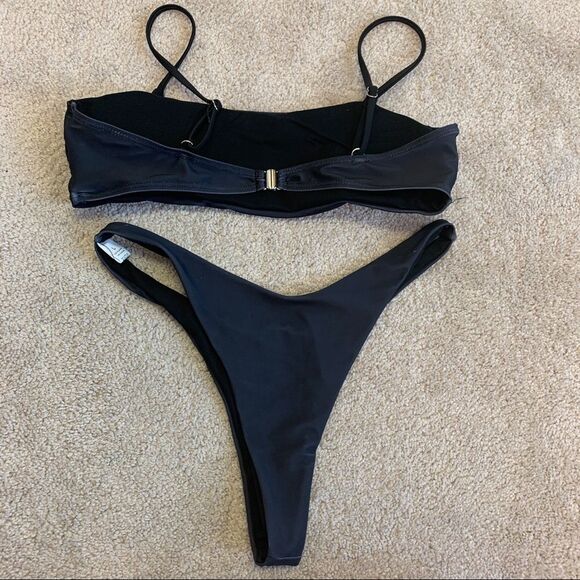 𝅺too HOT TO HANDLE GOTH PUNK SKULL FLAME BIKINI black pink Sz L - Picture 8 of 14